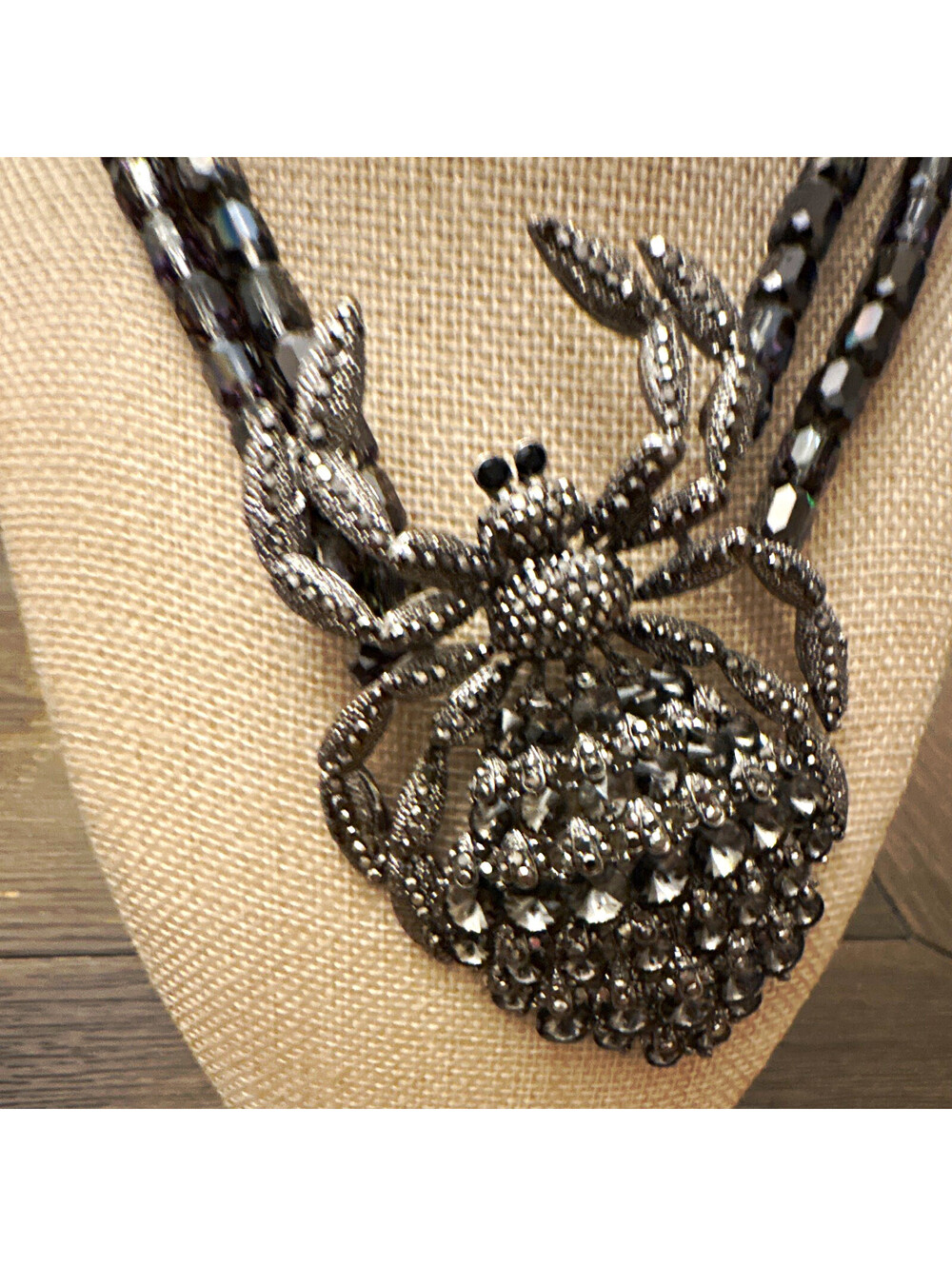 Eyecandy brand crystal AB spider Necklace Halloween goth
